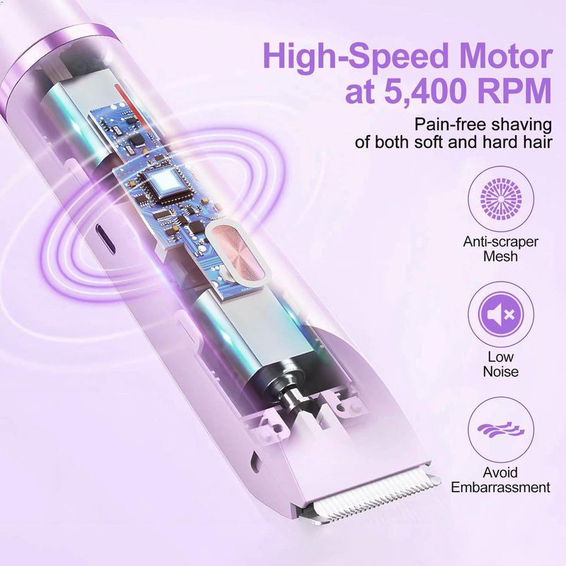 2026 New Bikini Trimmer for Women, 2 in 1 Dual Head Body Bikini Shaver, Ultra Low Silent, Painless & Cordless Hair Removal for Body, IPX7 Waterproof & Easy Cleaning for Shower & Travel (Purple)