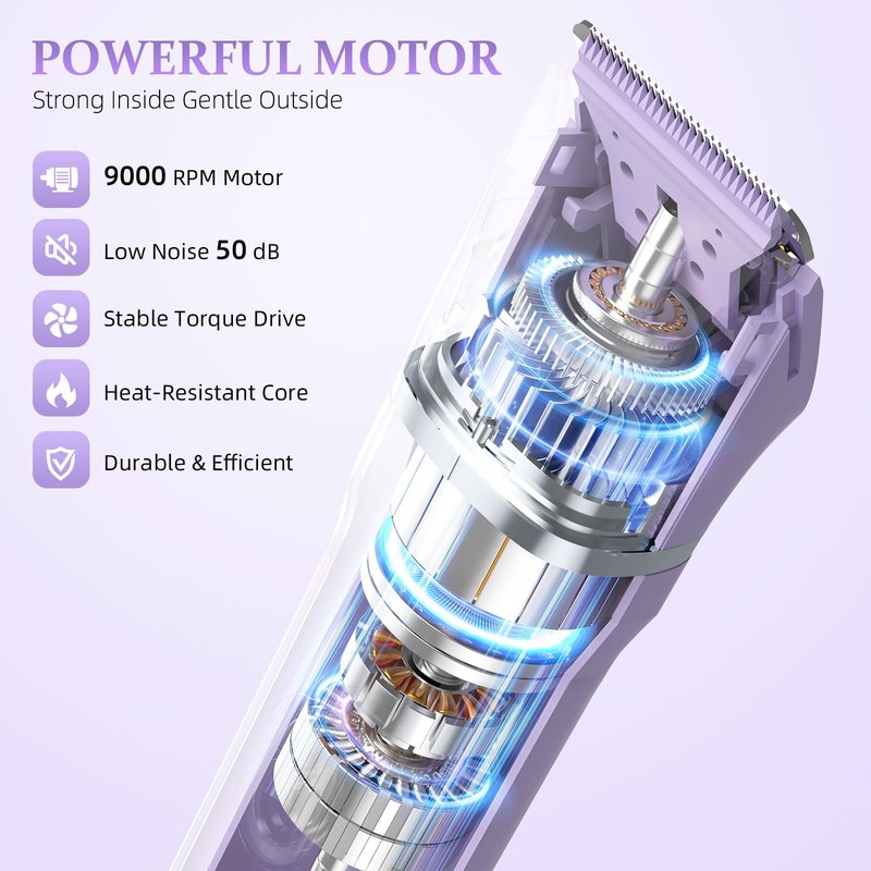 HOHOLE 5-in-1 Bikini Trimmer for Women, IPX7 Waterproof Electric Razors Shaver, Cordless Body Hair Trimmer, Facial & Pubic Hair Removal, Ceramic Blade (Purple)