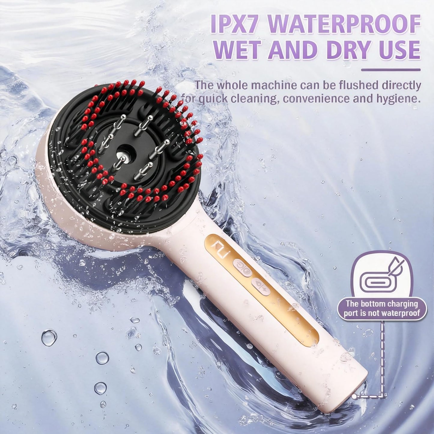 Gewaizhuan Electric Scalp Massager, 3-in-1 Hair Oil Applicator with Nano Mist, IPX7 Waterproof Scalp Scrubber, Portable Head Massager Scalp Brush for Home & Travel (White)