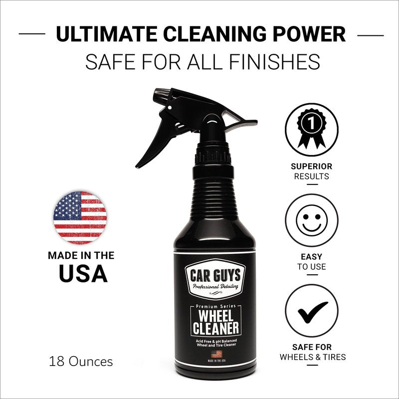 CAR GUYS Wheel Cleaner | Effective Rim and Tire Cleaner | Safe & Versatile Brake Dust Remover for Alloy, Chrome, Aluminum Rims, White Wall Tires, and More! | 18 Oz