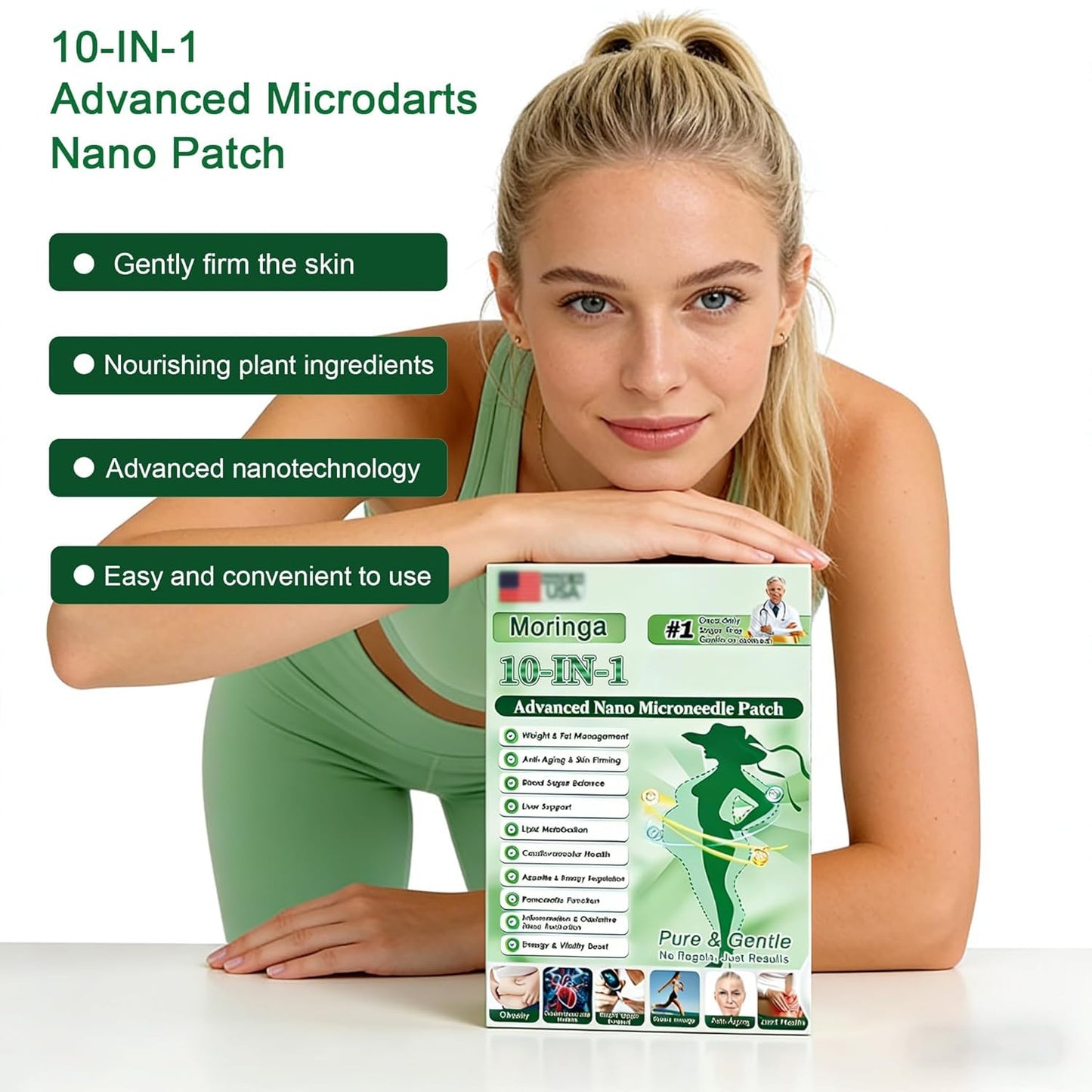 Moringa 10-in-1 Nano Patch | Natural Skin Care Patches for Men & Women - Gentle Formula (3 Boxes)