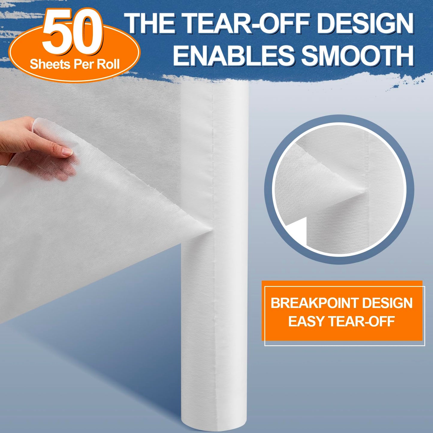 SmoothNovelty 1 Roll Extra Large Disposable Massage Table Sheets 87" x 40" with Pre-cut Face Hole, 50 Sheets Non-woven Waterproof Spa Bed Cover for Massage, Tattoo, Facial, Salon Professional Supplies