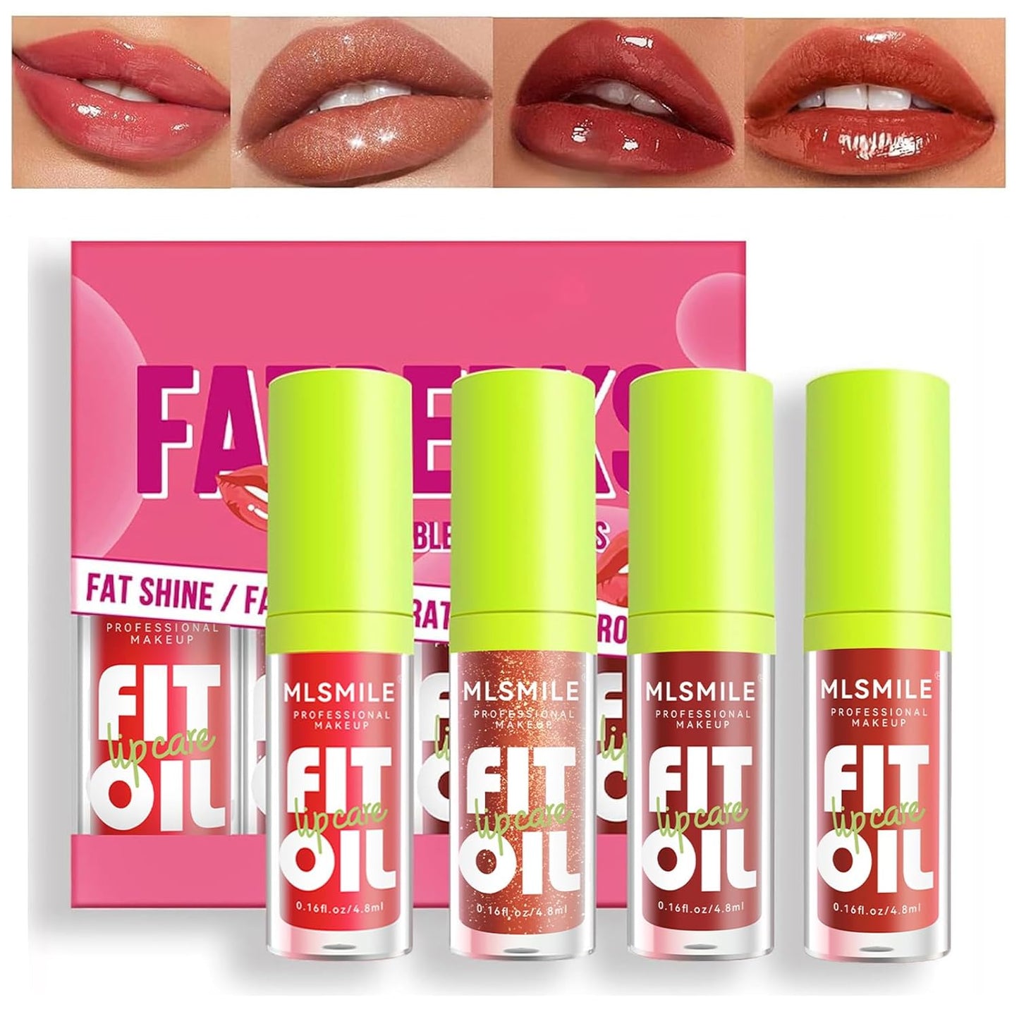 Hydrating Lip Glow Oil - Tinted Plumping Lip Gloss with Big Brush Head | 4 Colors Available