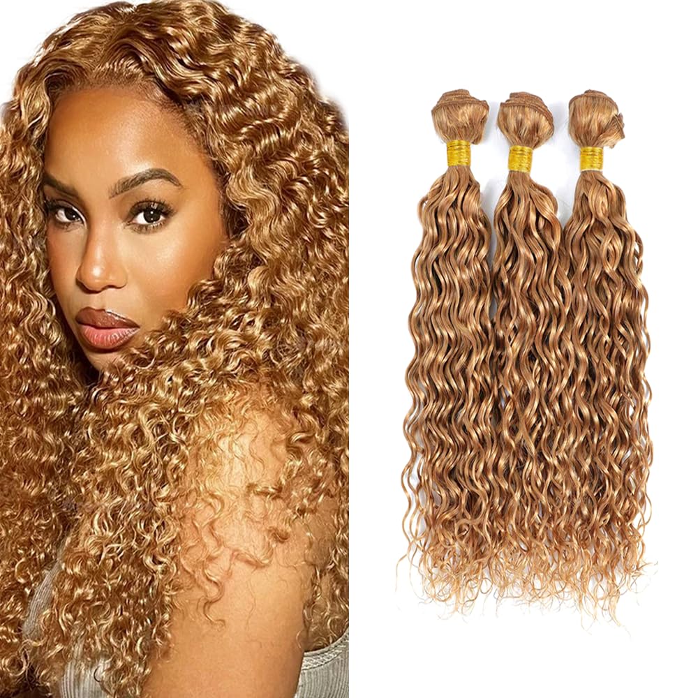 26 28 30 inch Color 27 Human Hair Bundles Blonde Water Wave Bundles #27 Wet and Wavy Bundle 150g