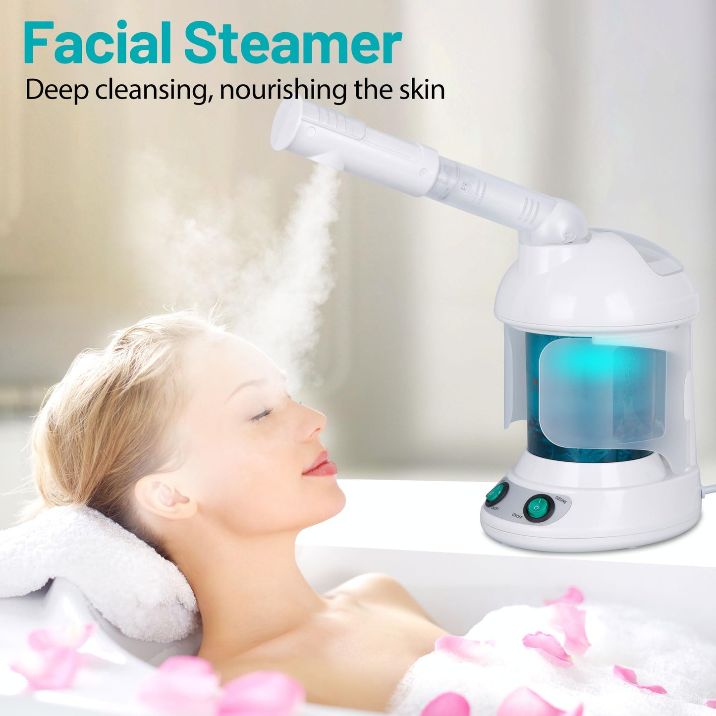 ZENY 3-in-1 Portable Facial Steamer and Hair Steamer, Humidifier, Nano Ionic Face Steamer for Acne Blackhead, Unclogs Pores, Spa Quality