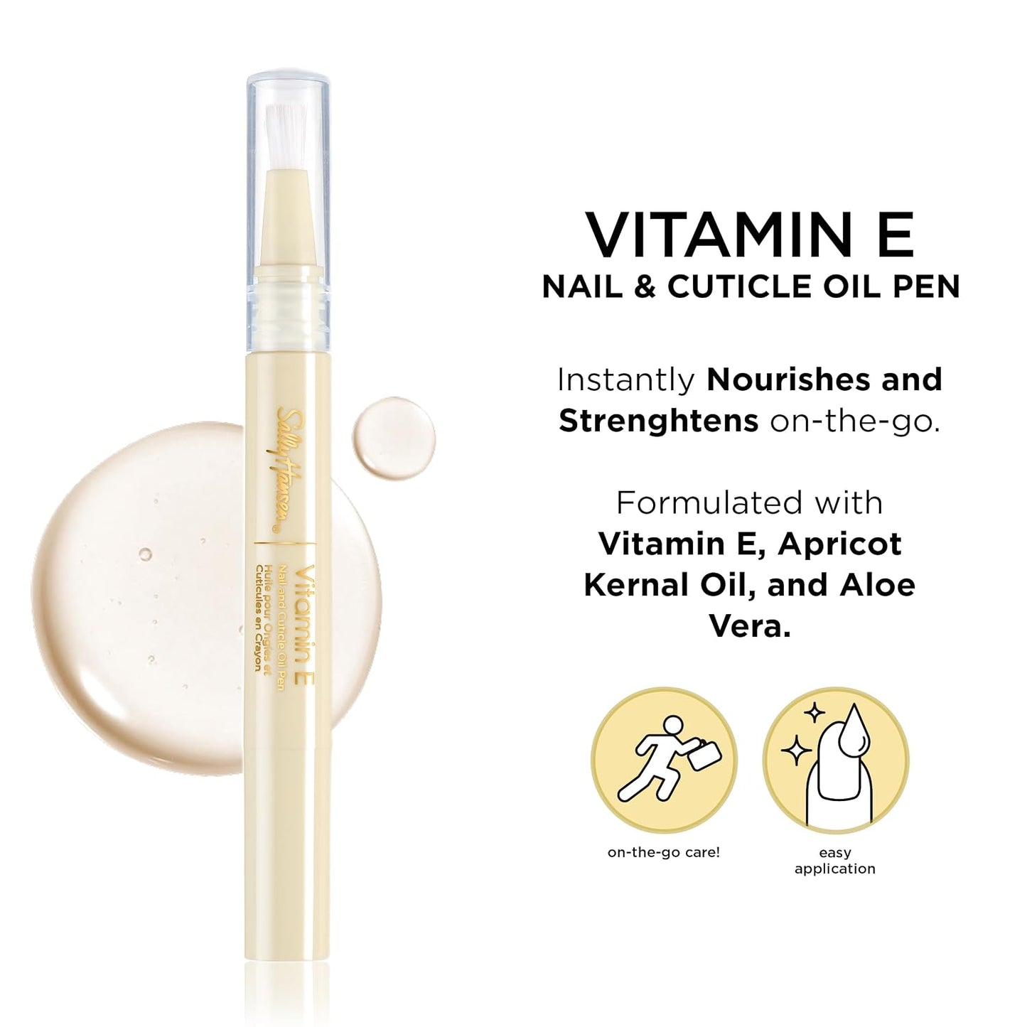 Sally Hansen Vitamin E Nail & Cuticle Treatment Pen - Nourishing Apricot Oil Formula for Smooth, Healthy Nails | Easy, Mess-Free Care