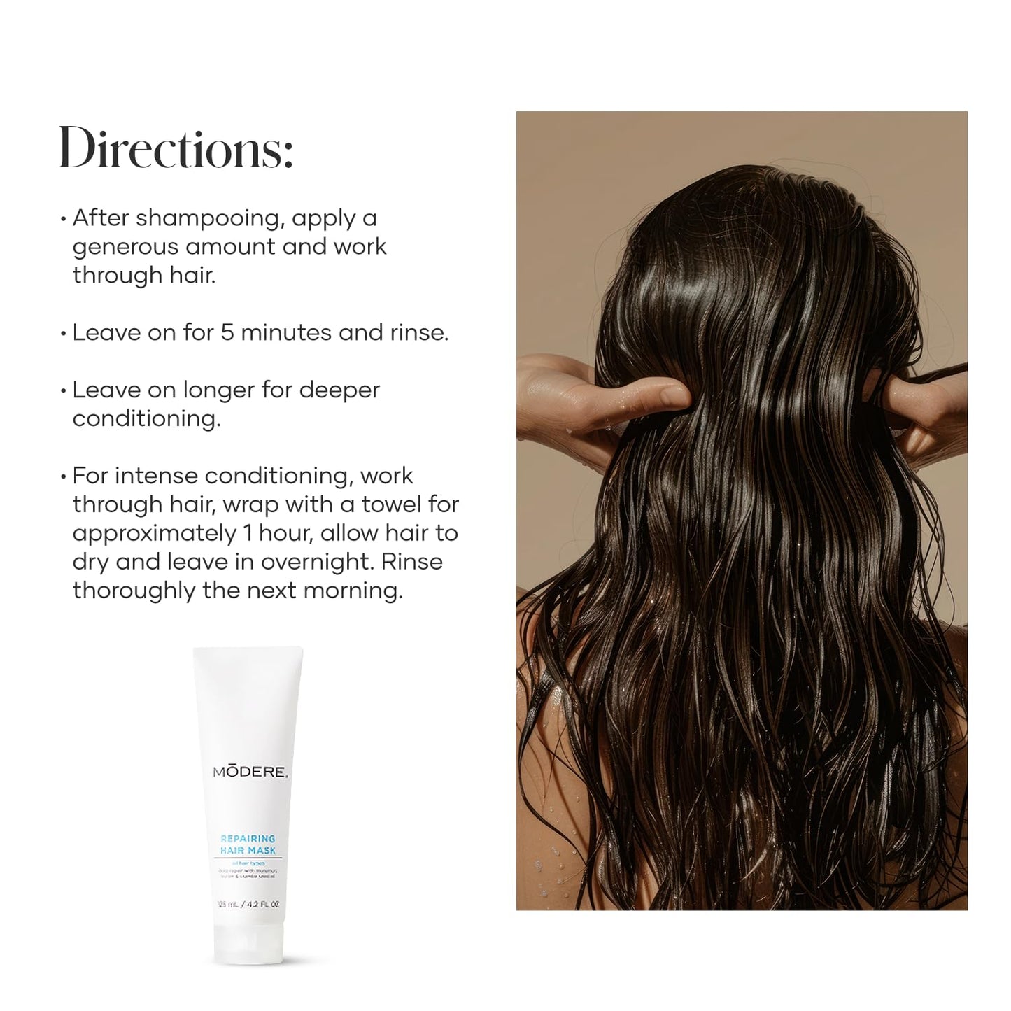 Modere - Repairing Hair Mask - Deep Conditioning Formula with Oils, Butters & Extracts for Shine, Hydration, Damage Protection - 125 mL