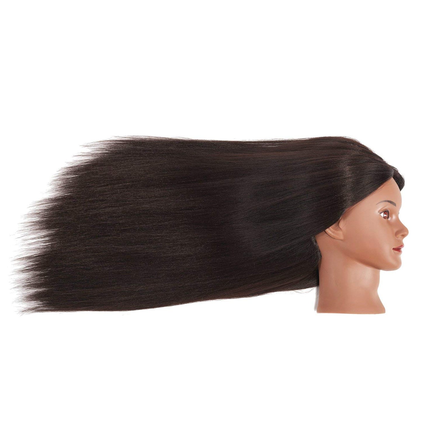 Mannequin Head - 26-28" Yaki Synthetic Fiber Training Head for Hairdressing | Cosmetology Practice Model with Clamp Stand