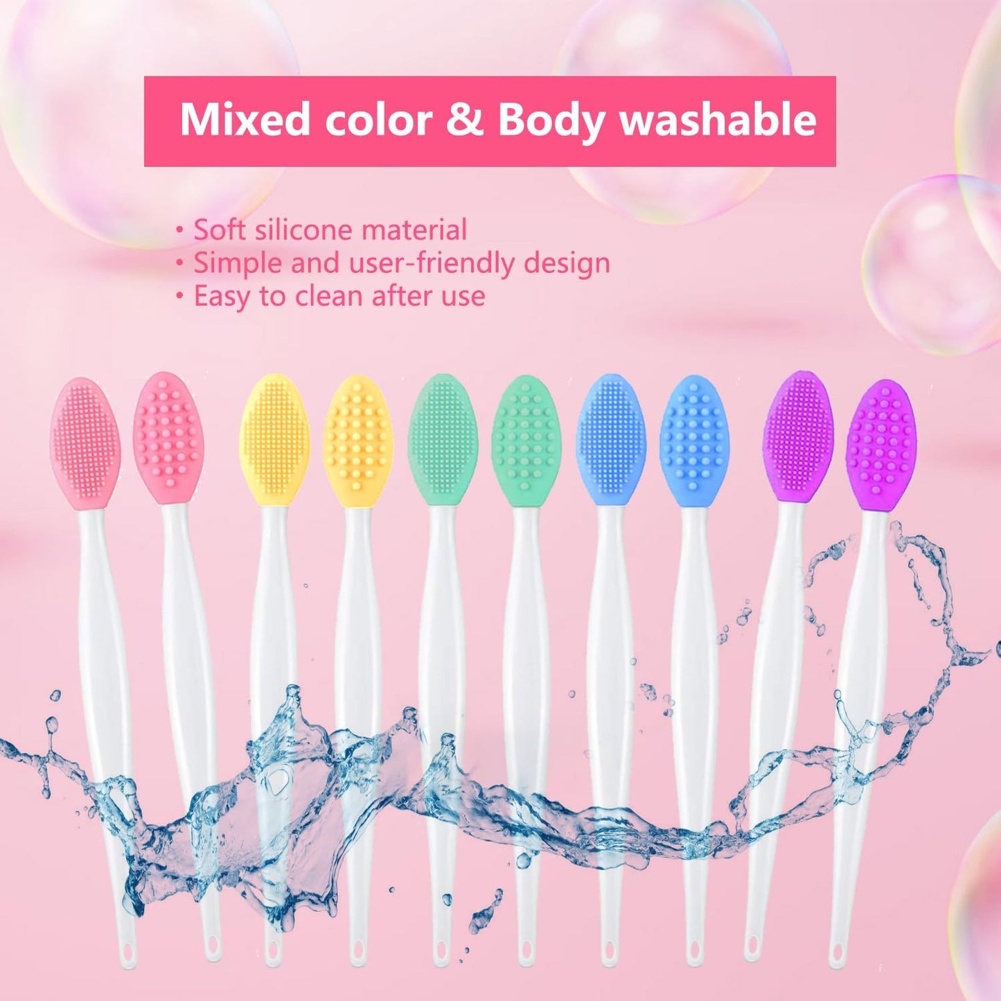 Pore Cleansing Silicone Facial Brush Set - Double-Sided Exfoliating Massager for Blackhead Removal | 10pcs