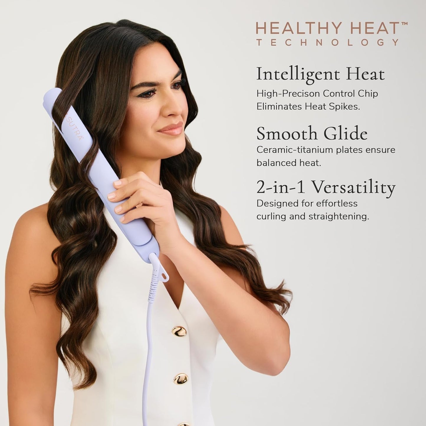 SUTRA Ultra Violet Intelligent Styler - Ceramic Hair Straightener & Curler with Healthy Heat™ Technology | Dual Voltage, Frizz-Free Finish