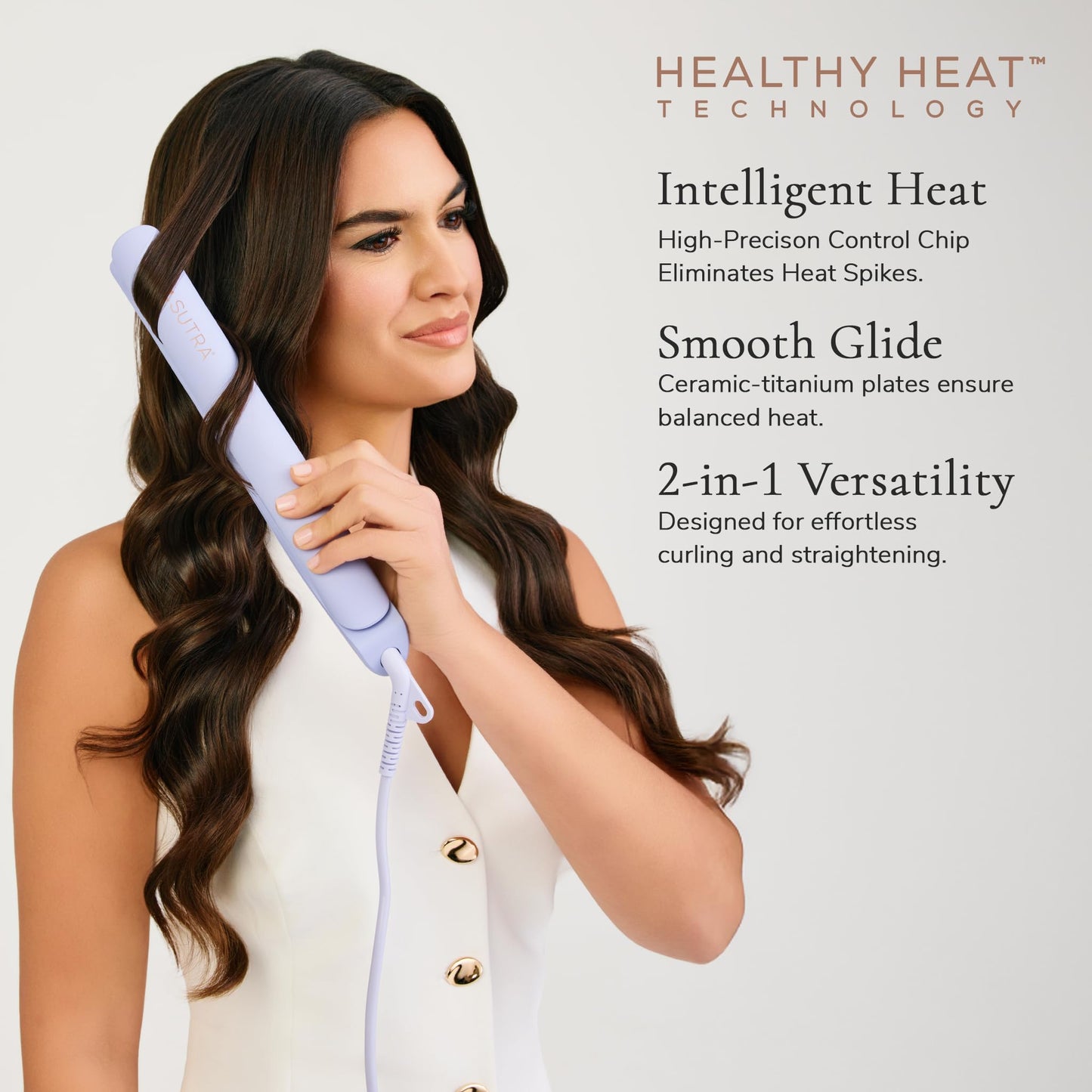SUTRA Ultra Violet Intelligent Styler | Ceramic Floating Plates with Healthy Heat™ Technology, Intelligent Temperature Sensors, Dual Voltage Hair Straightener & Curler | Smooth, Frizz-Free Shine