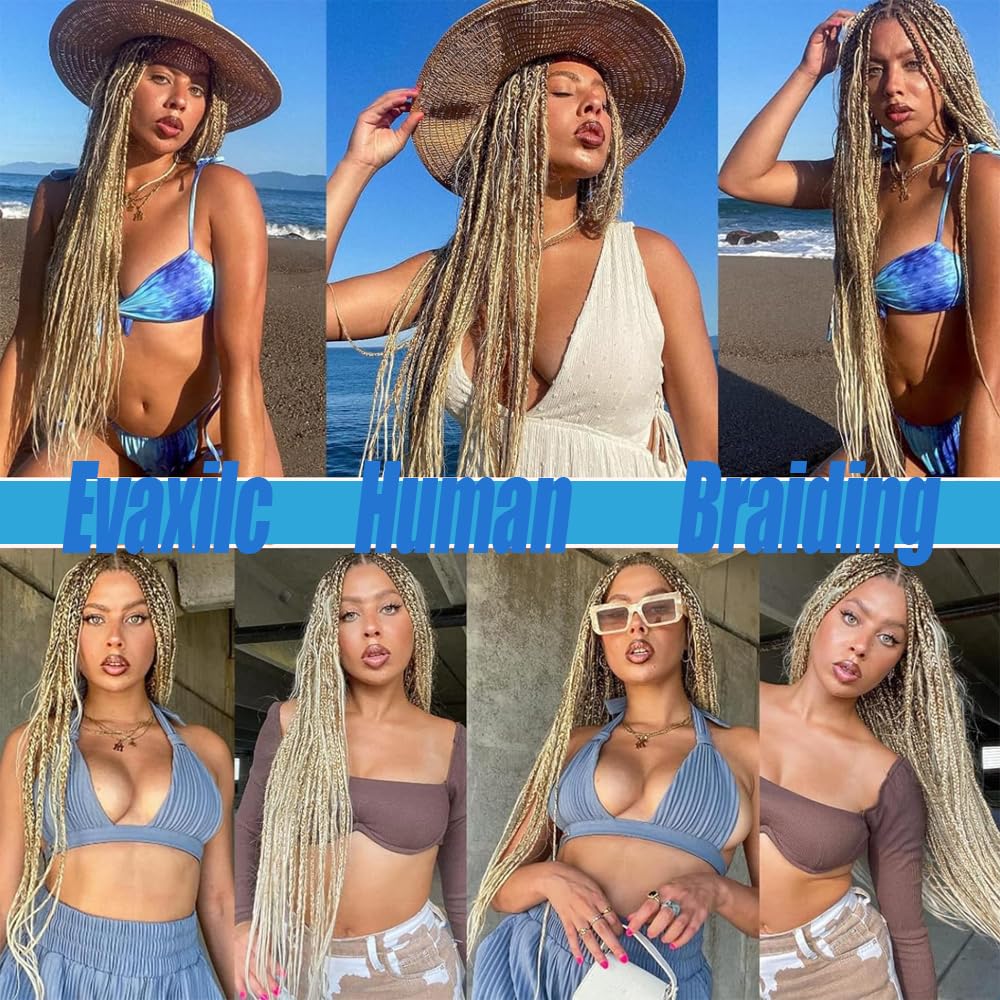 613 Boho Human Hair 613 Boho Hair For Braiding Highlight Blonde Braiding Pre Stretched Deep Curly Wave Ombre 613 Blonde Braids No Weft HuxoWax Color 613 Braids 22 22 Inch