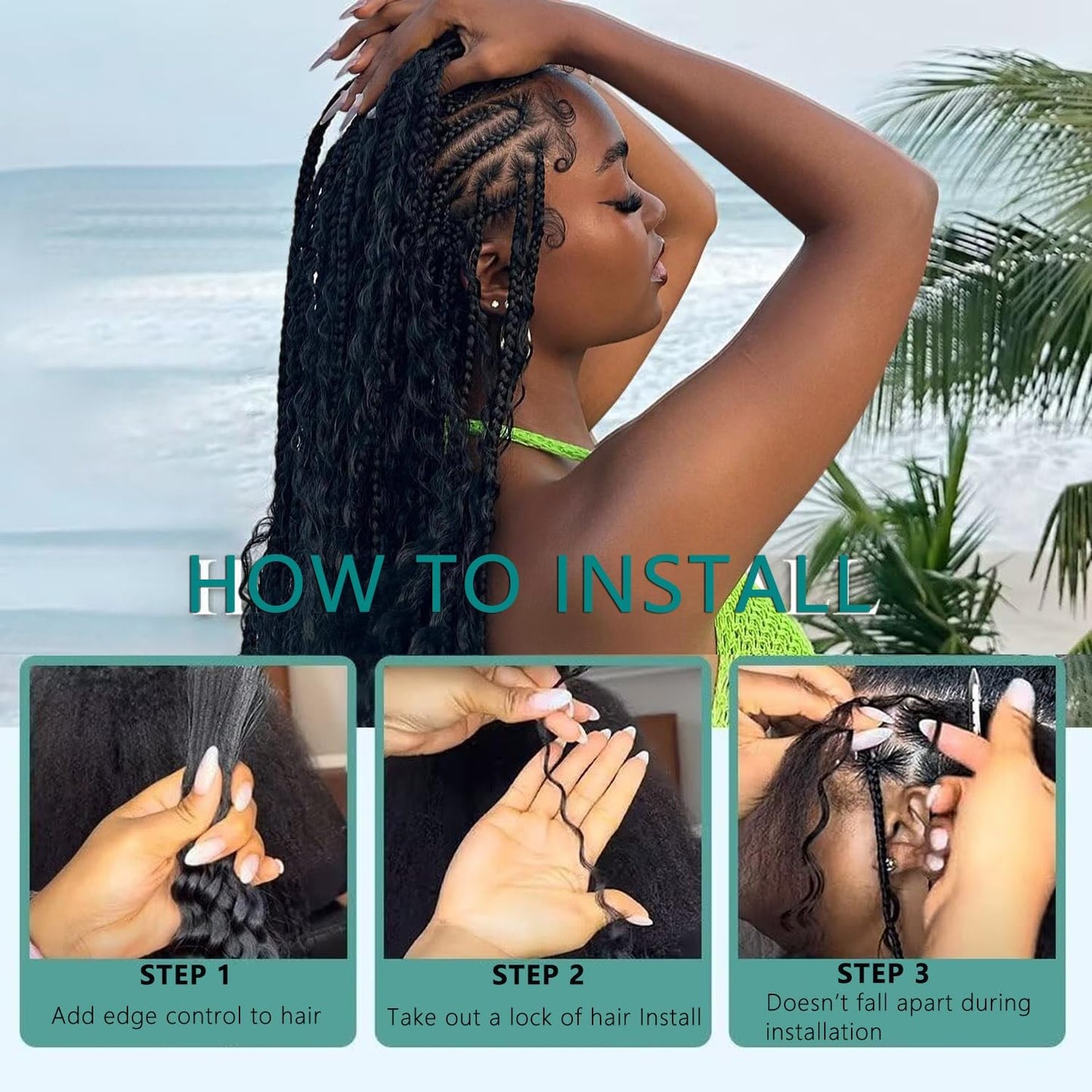 Chocolate Brown Human Braiding Hair - Deep Water Wave Extensions | 16 Inch Curly Bulk Hair, 110g, 2 Bundles