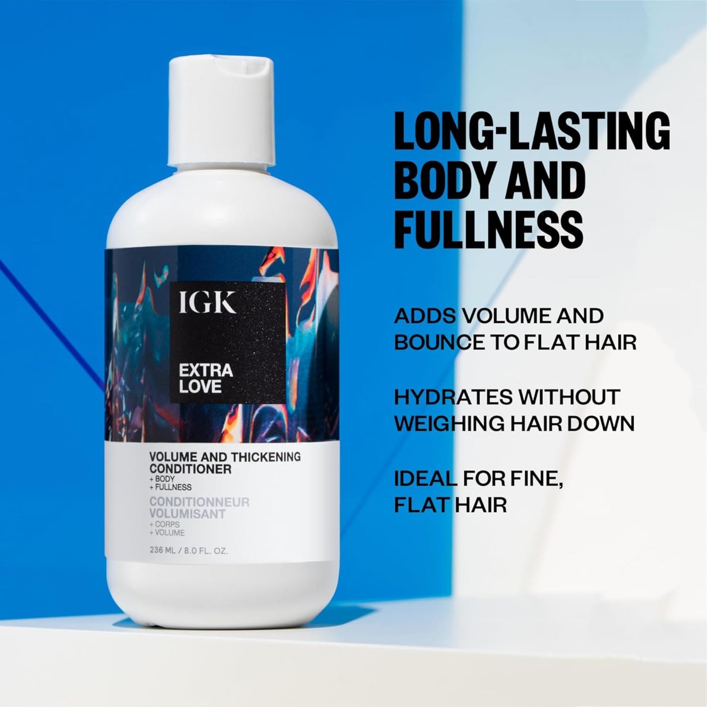 IGK EXTRA LOVE Volume & Thickening Conditioner | Adds Volume, Hydrates + Detangles While Supporting Hair Health | Vegan + Cruelty Free | 8oz