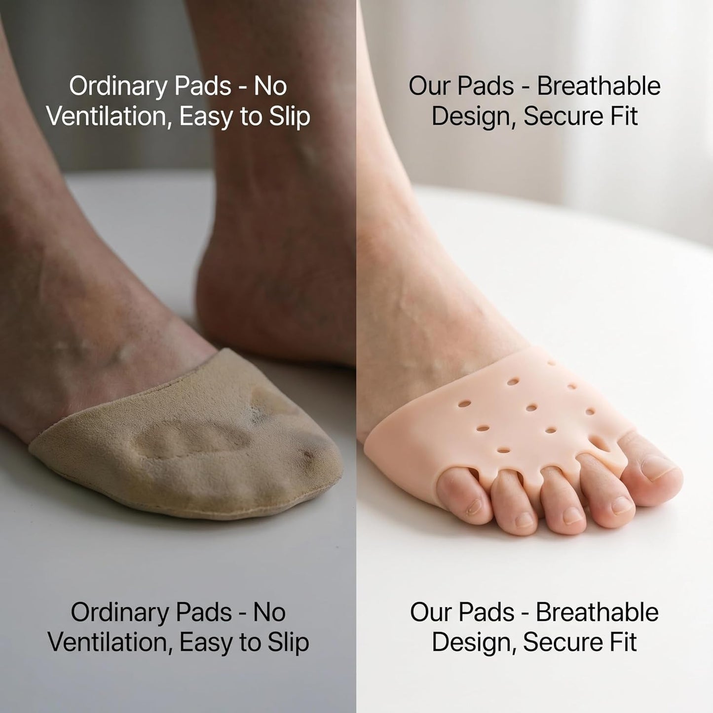 Silicone Toe Separators - Bunion Relief & Toe Straightening | Soft Breathable Design for Yoga, Running, Travel - 4 Pairs in 4 Colors