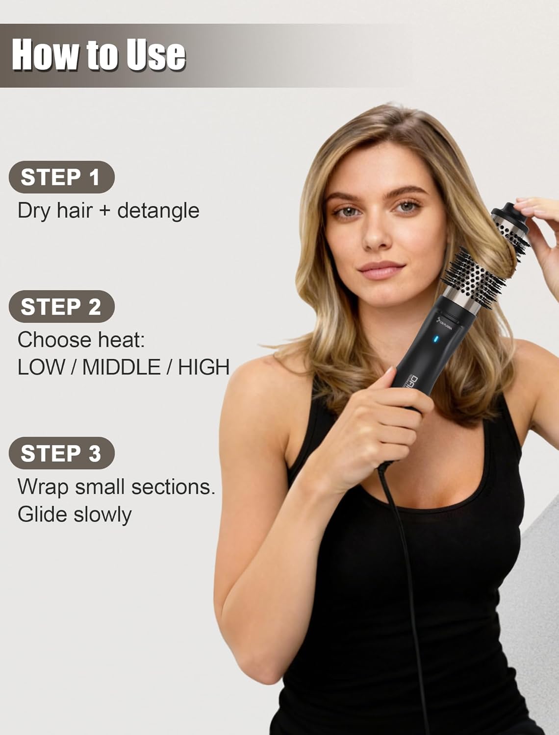 Heated Round Brush - Ionic Smoothing & Volumizing Hair Tool | 1.5 Inch Titanium-Ceramic for Short to Medium Hair (Black)
