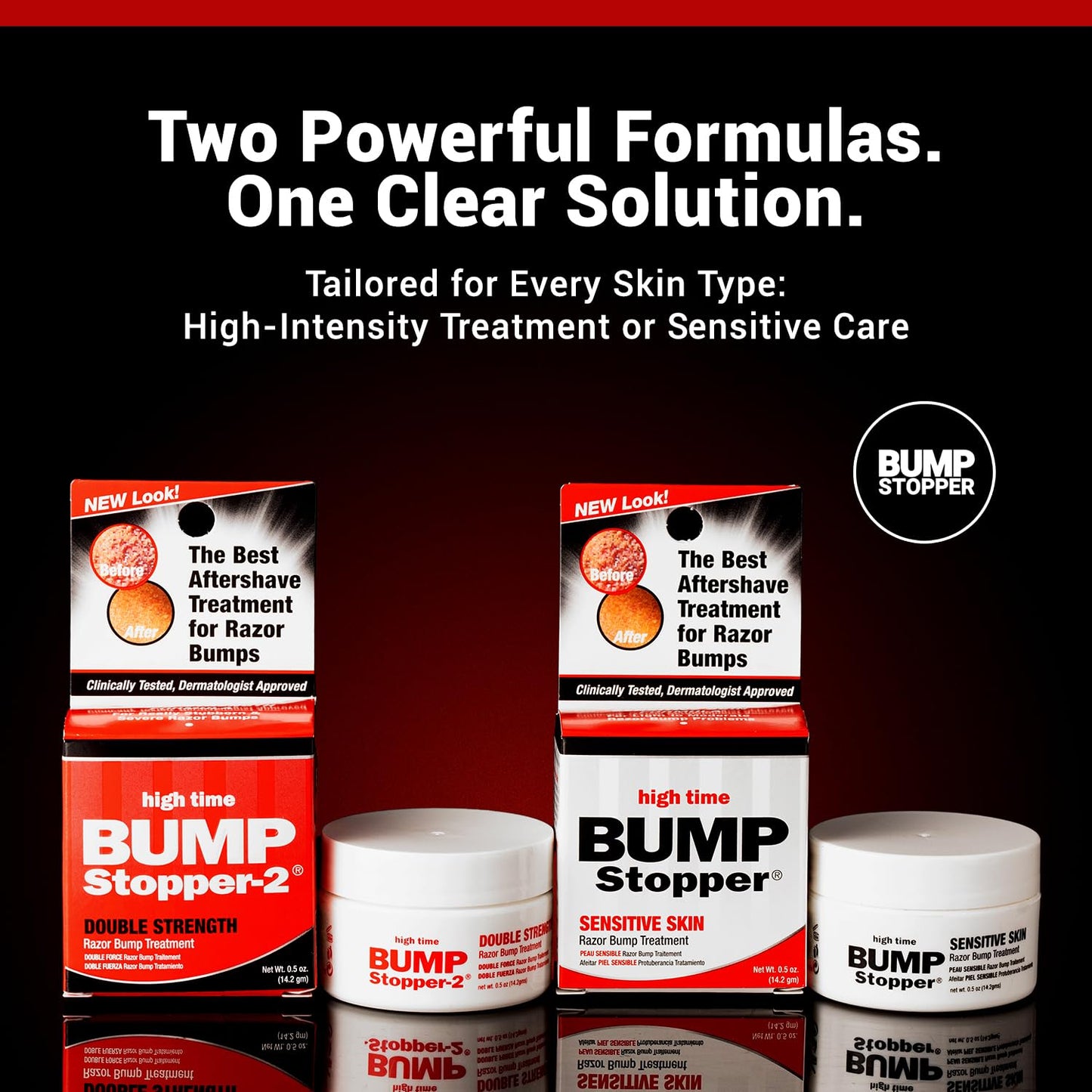 High Time Bump Stopper Sensitive Ingrown Hair Cream | Aftershave Lotion for Men and Women | Razor Bump Balm | 0.5 OZ (5 Pack)