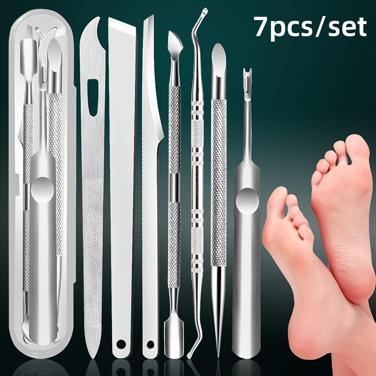 7pcs Stainless Steel Nail Care Kit: Precision Cuticle Remover &Cleaner - Gift for Women, Dead Skin, Festival Gift