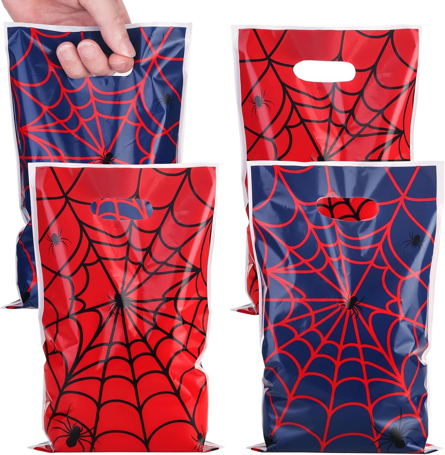 Adarro 40PCS Spider Web Party Favor Bags - Red & Blue Cartoon Goodie Candy Bags for Birthdays