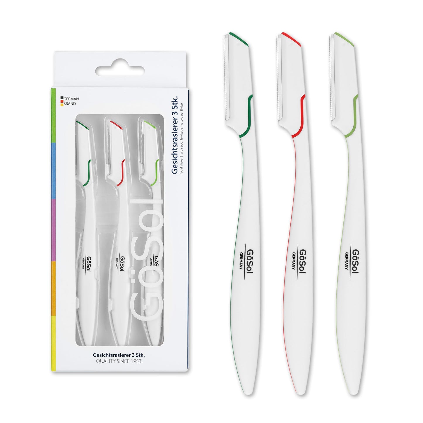 GöSol - 3Stk. Dermaplane Razors Set - Japanese Razors Face Razors for Peach Fuzz and Fine Hair, Multipurpose Exfoliating Dermaplaning Tools for Women and Men
