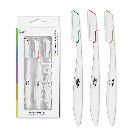 GöSol - 3Stk. Dermaplane Razors Set - Japanese Razors Face Razors for Peach Fuzz and Fine Hair, Multipurpose Exfoliating Dermaplaning Tools for Women and Men