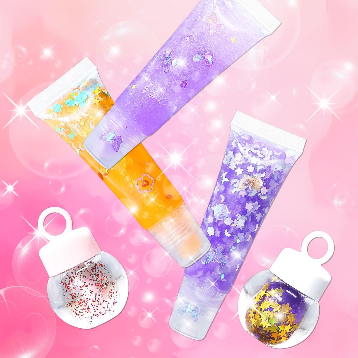 WhizToys 74PCS DIY Lip Gloss Making Kit，Make Your Own Lip Glosses Moisturizing DIY Glaze Handmade Glittery Set for Teens Girls Women Makeup Lover Beginner Birthday Gift