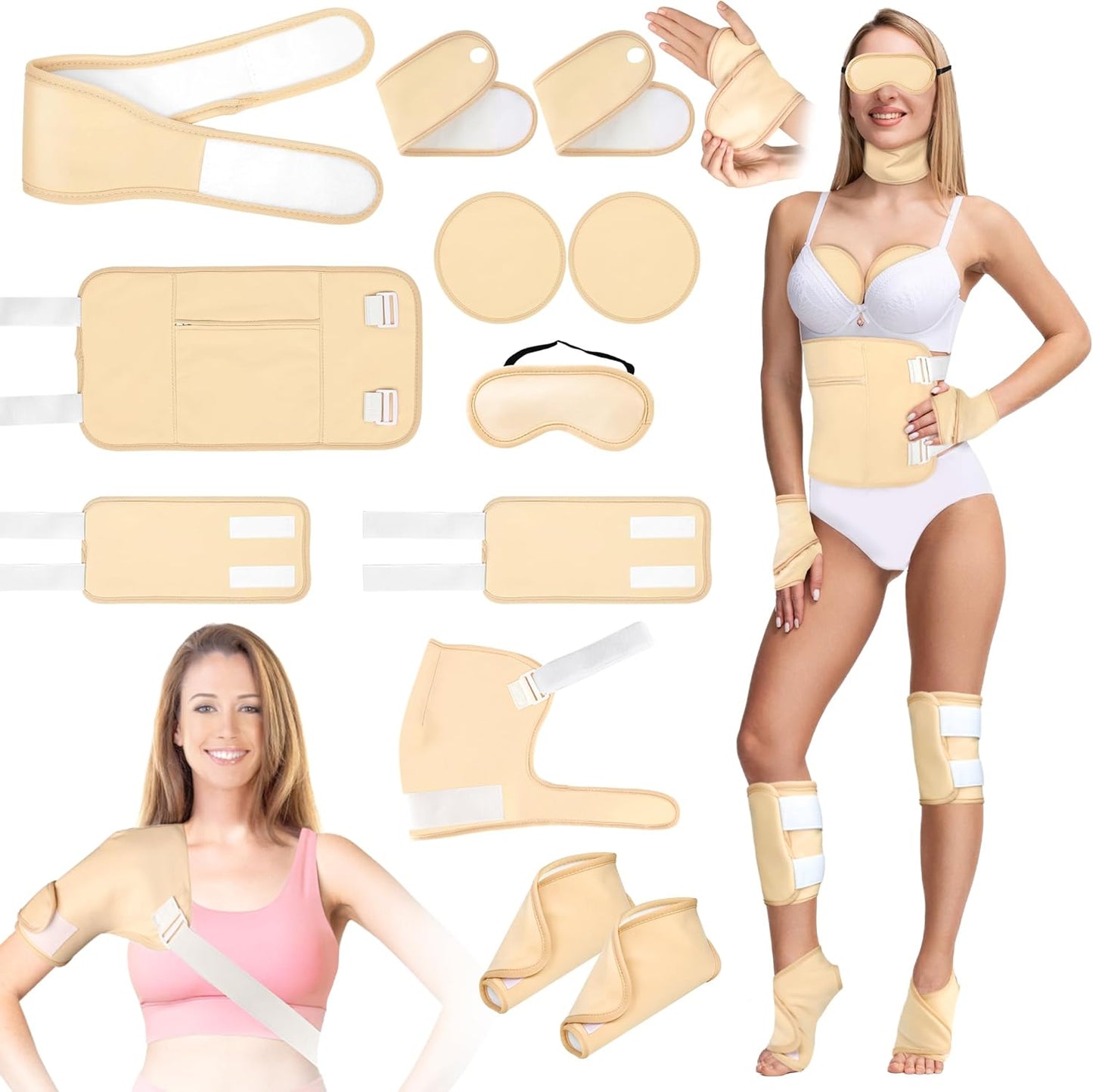 Castor Oil Pack Wrap Kit - 12 Reusable Organic Cotton Compress Pads for Pain Relief | Adjustable for Body Use