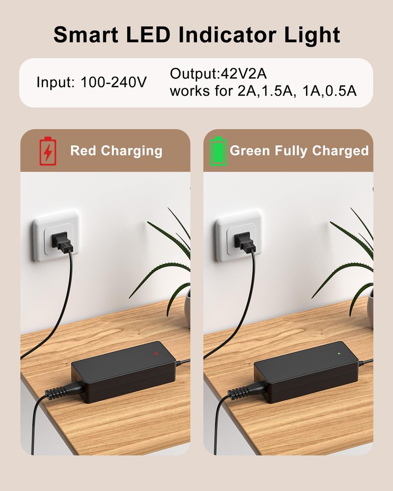42V for Swagtron EB7 Charger for Swagtron Elite EB5 EB7 Plus EB5 Pro EB8 Ebike EB-12 EB-11 EB-10 EB-9 36V Electric E Bike Swagcycle SC-1 SC1 Swagger 2 3 Pro V1 SG-3 SG-6 SG3 SG6 Charger