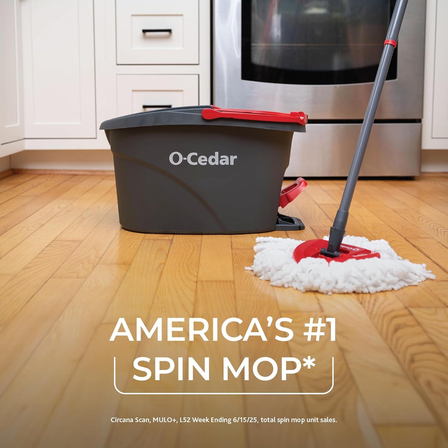 O-Cedar Microfiber Spin Mop System - EasyWring Floor Cleaning Bucket | Red & Gray Standard Size