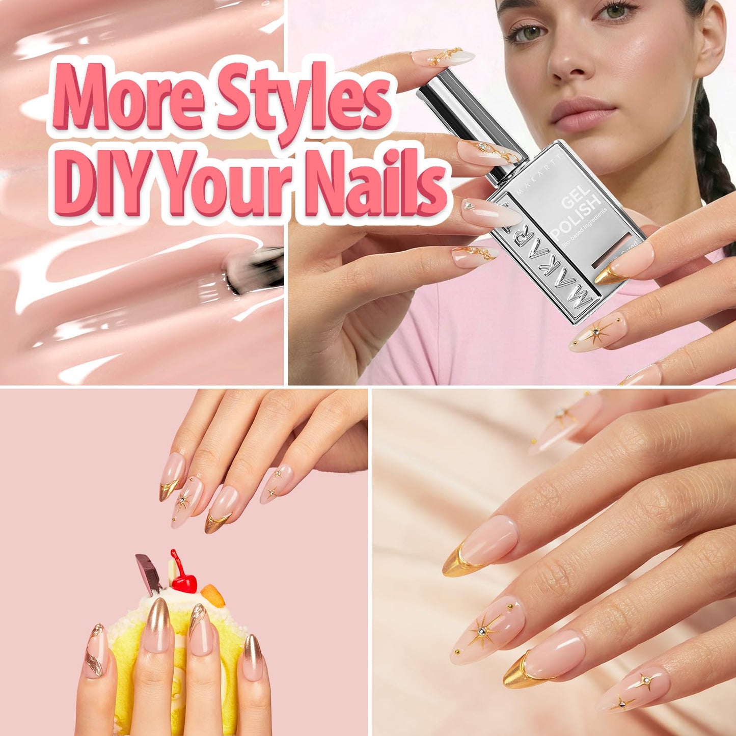 Makartt Jelly Bright Nude Gel Nail Polish: 15ML Hema-Free Neutral Nude Nail Polish Sheer Translucent Effect Soak Off UV LED Nail Art Manicure DIY Home Salon Gift for Women