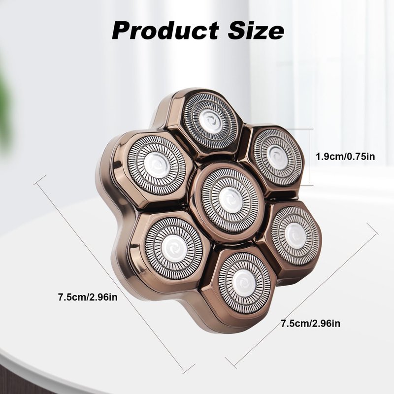 7 Blades Shaver Head - Men's Electric 7D Shaver Replacement Heads Universal Magnetic Replacement Blade Head Electric Razor for men,2 Pack