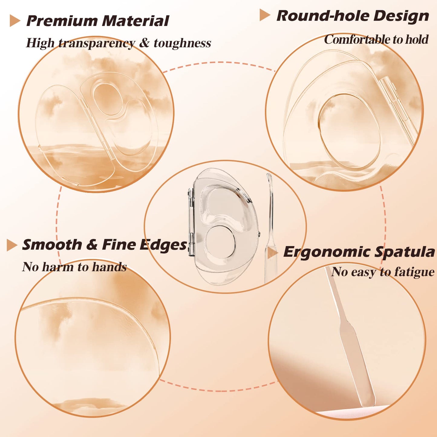 Penugo 180 Degree Folding Acrylic Makeup Mixing Palette, Plastic Foundation Makeup Facial Palette with Felt Bag, Transparent Spatula Tool for Eyeshadow Liquid Foundation