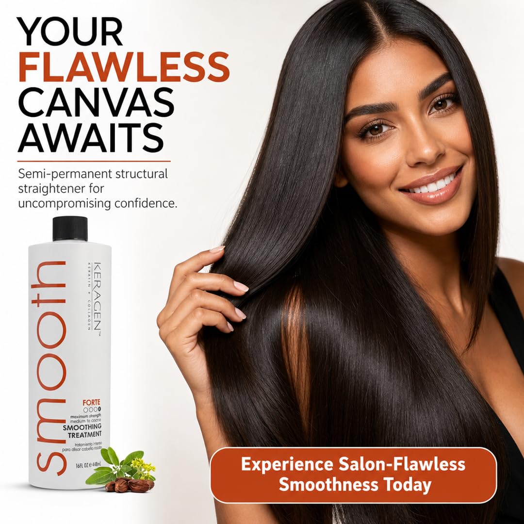 Keragen Brazilian Smoothing Keratin Hair Treatment - Sulfate-Free Blowout System for Dry, Damaged Hair | 16 Oz