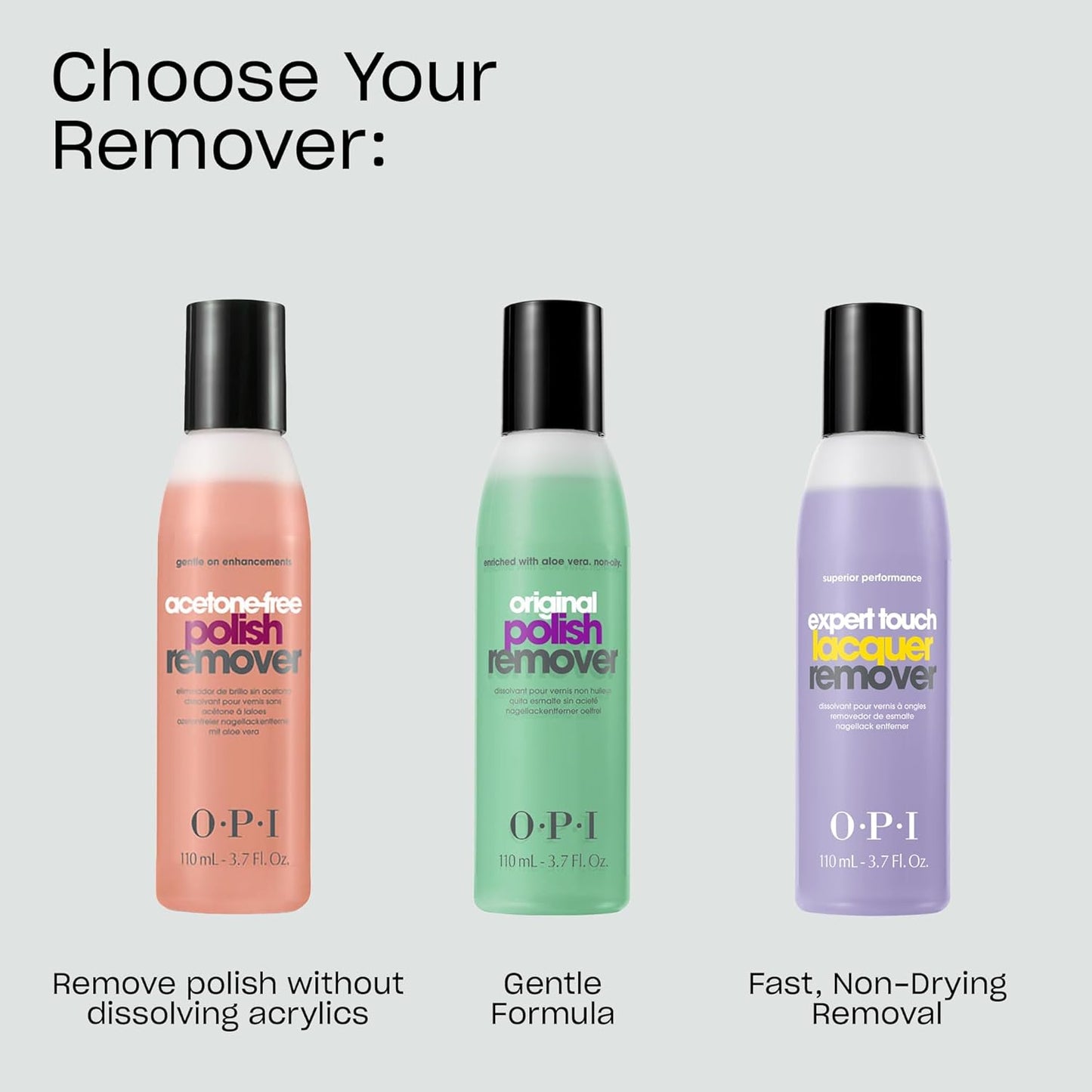 OPI Nail Polish Remover - Acetone-Free, Gentle Formula for Acrylics | Fast-Acting & Aloe Vera Enriched
