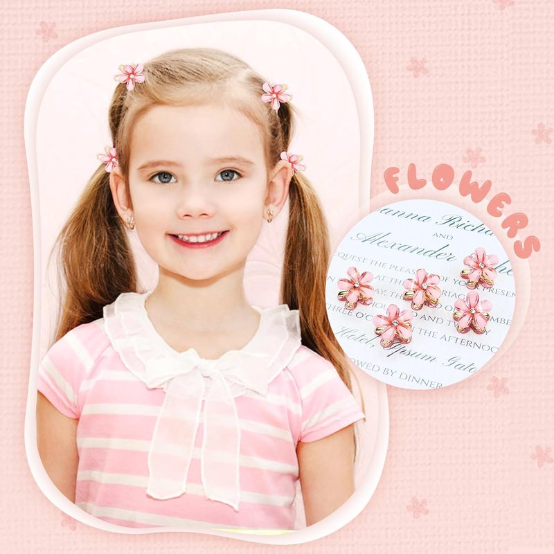 Mini Crystal Flower Hair Claw Clips - 40 Pack Floral Barrettes for Women & Girls | 2cm Size