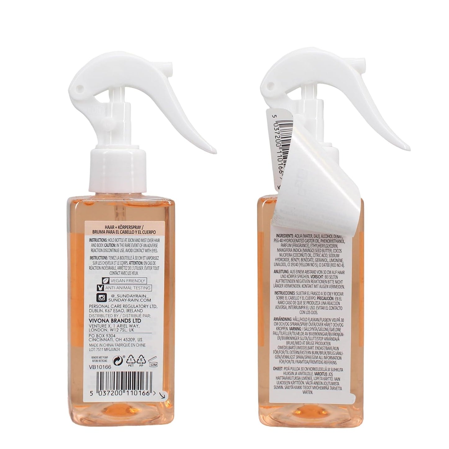 Mango Coconut Hair and Body Mist - Infused with Mango Butter & Coconut Oil | Vegan, Cruelty-Free, 6.8 oz