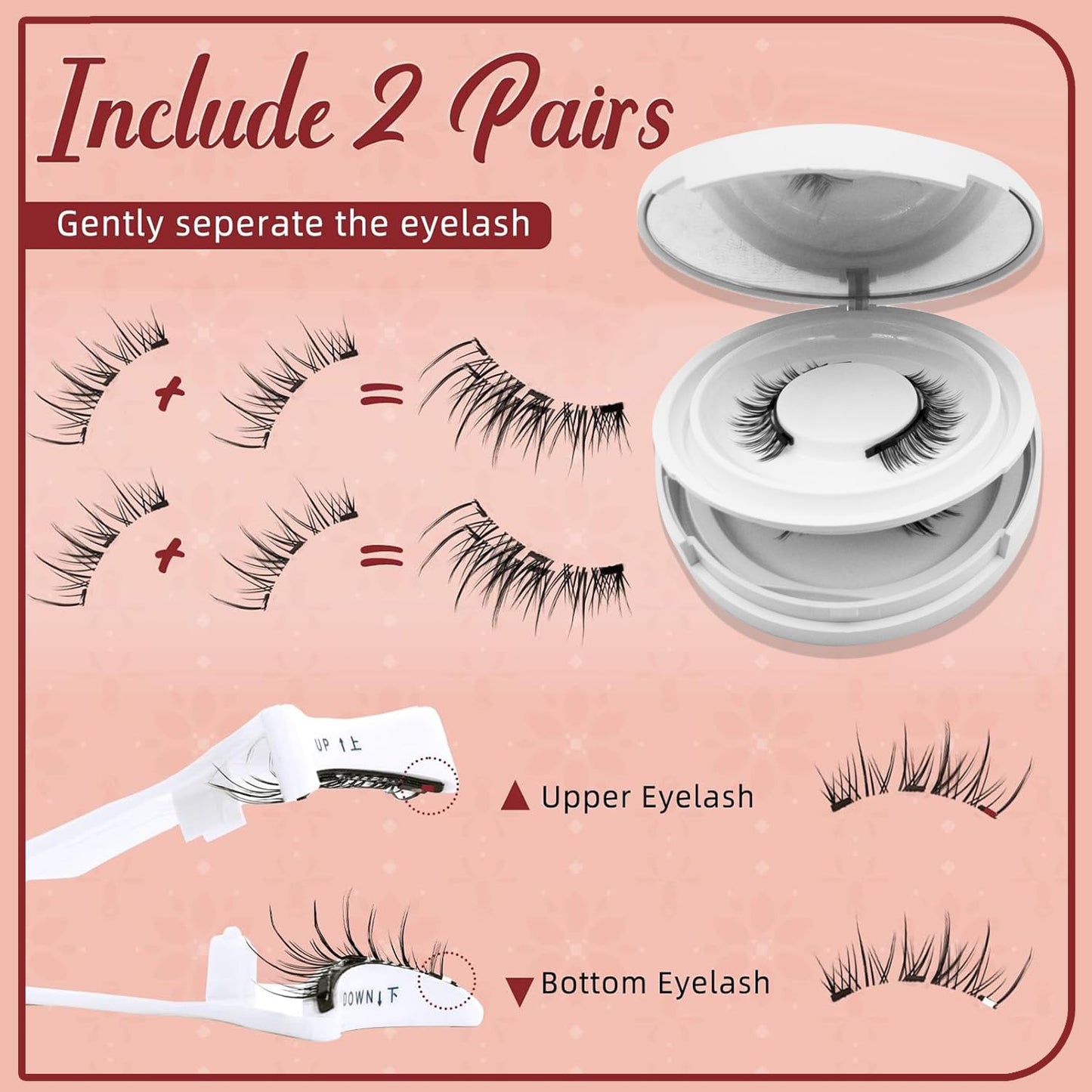 Meylora Magnetic Lashes,Magnetic Lashes,Magnetic Eyelashes with Applicator,Reusable Magnet Eyelashes without Eyeliner Natural Look No Glue Needed (Natural+Iris)