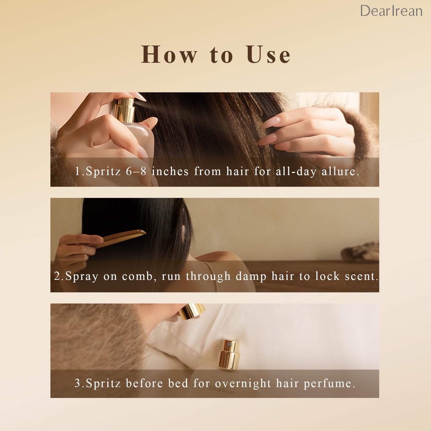 Dear Irean Hair Perfume for Women, Long Lasting Hair Mist Perfume, Nourishing Rose Hair Fragrance Spray for Women, Alcohol-Free, Lightweight Leave-In Hair Spray for Dry & Frizzy Hair, 0.85 Oz