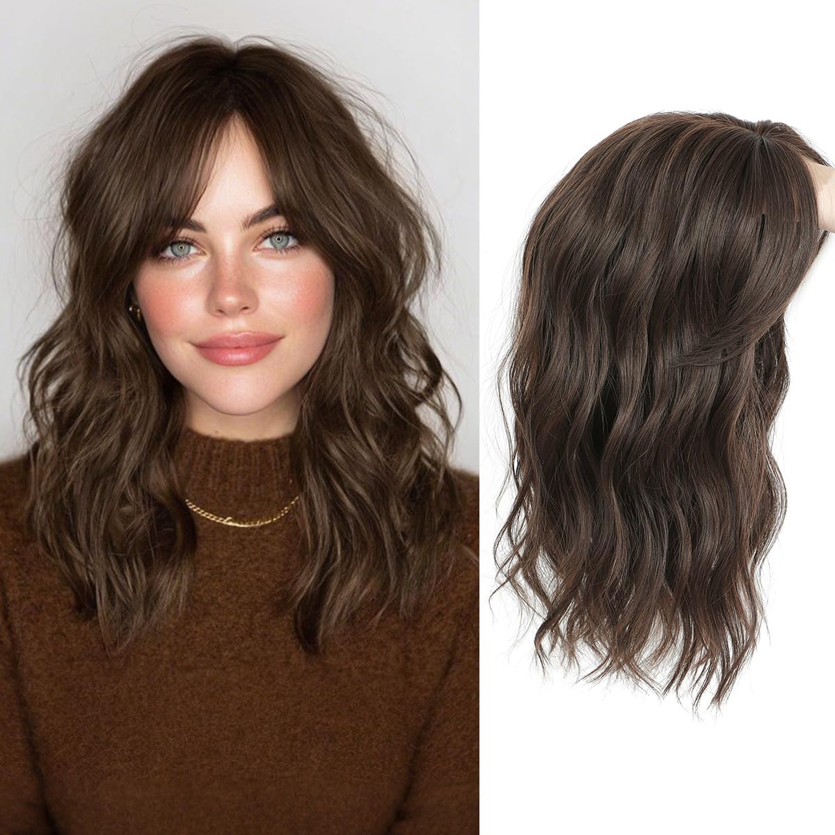 Wavy Hair Topper for Women - 16 Inch Full Coverage Hair Piece | Natural Blending, Easy to Wear
