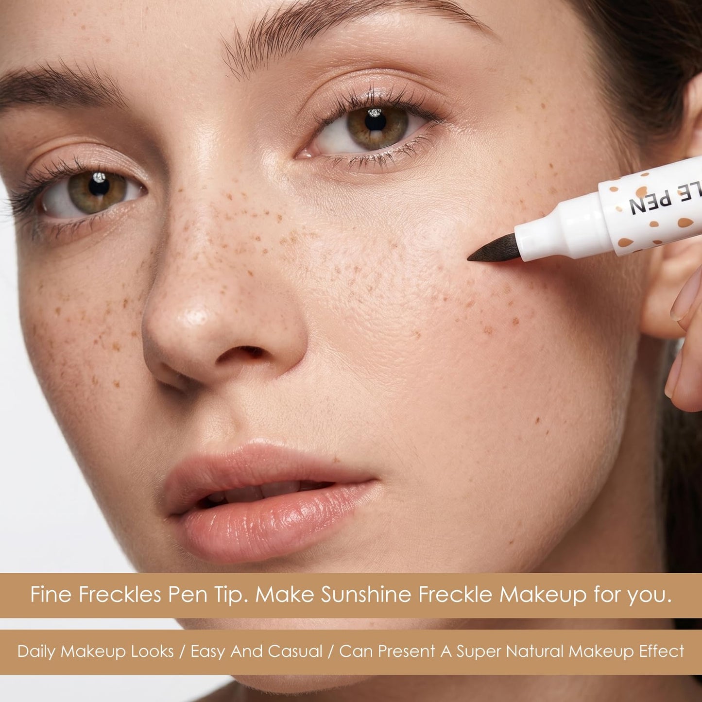 KYDA 2 Colors Freckle Pen,Natural Lifelike Freckle Makeup, Waterproof Longlasting Soft Dot Sopt Pen, Sunkissed Makeup-Dark Brown&Light Brown