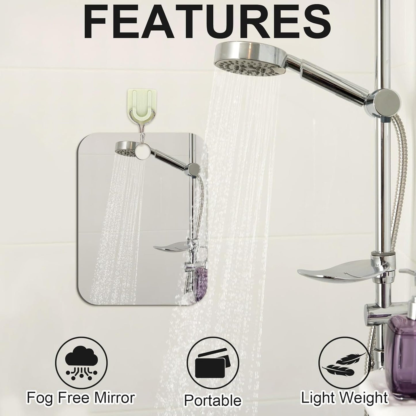 Medium Fogless Shaving Mirror - 2 Pack Shatterproof Wall & Handheld Design | 6x8 Inch for Travel & Camping