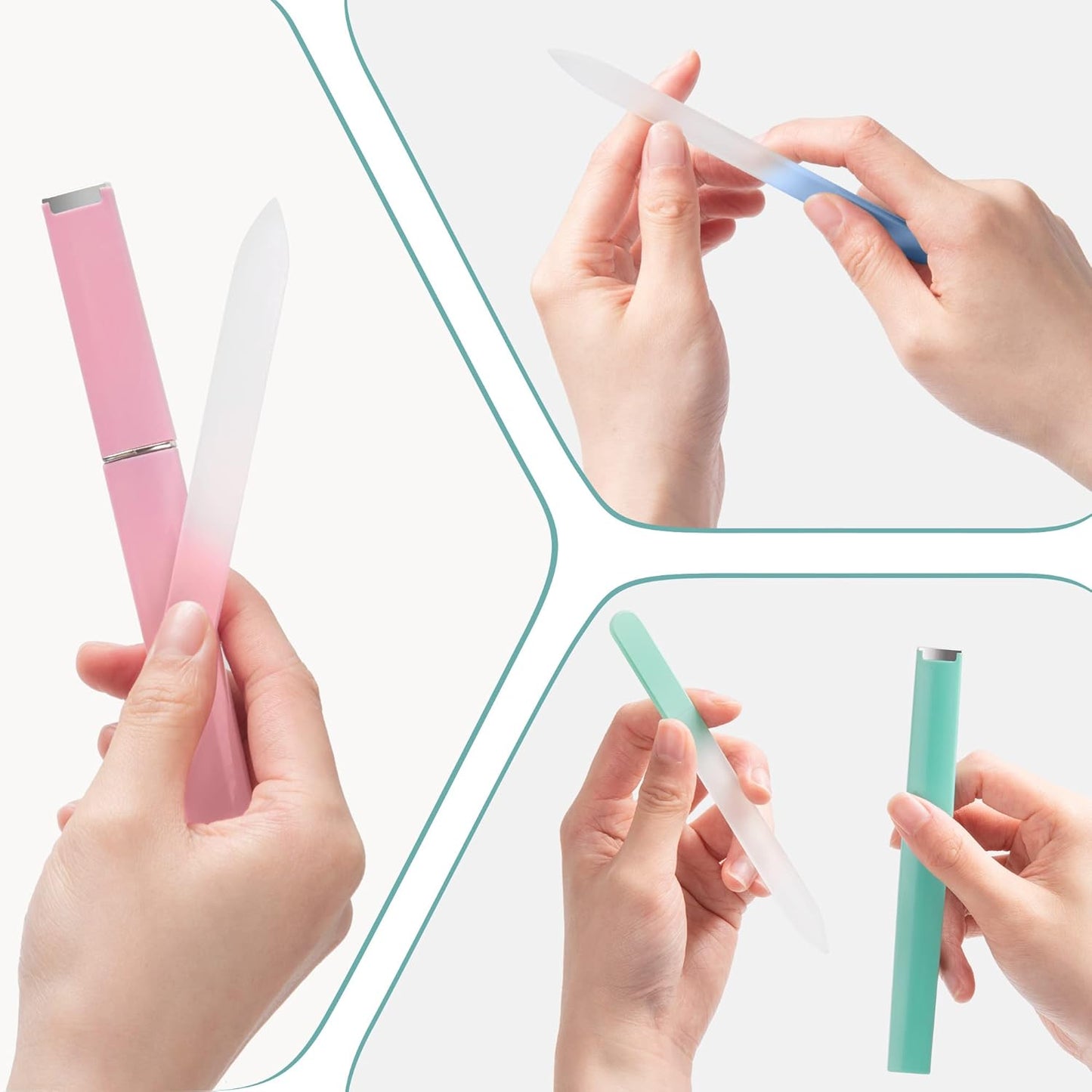 Glass Nail File 3-Pack - Professional Crystal Fingernail Files with Case | Unique Christmas Gifts for Women
