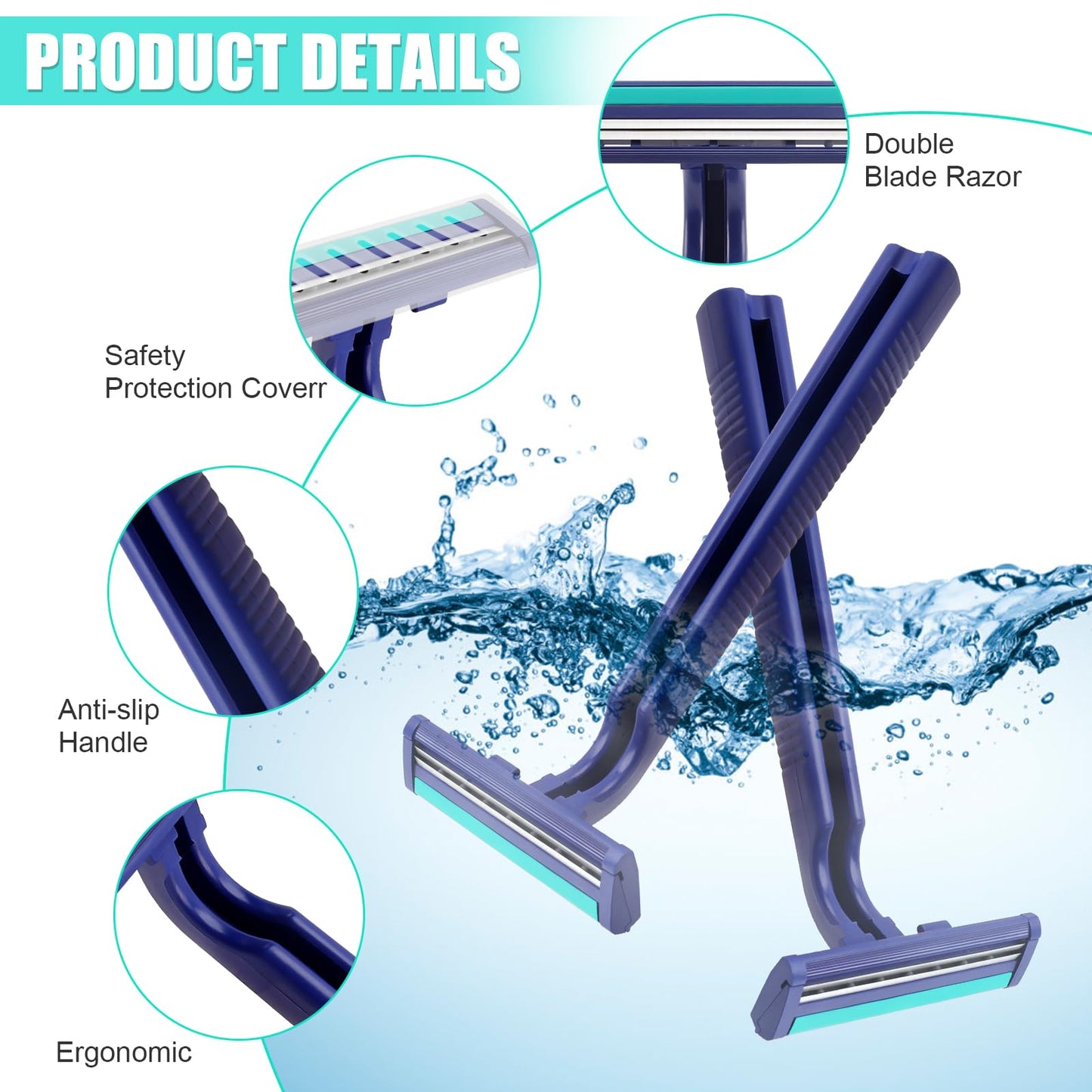 MAGDIY Disposable Razors Bulk for Men 20 Pack, Homeless Supplies Bulk, Twin Blade Mens Travel Supply Razor for Shaving Individually Wrapped, Safety Beard Shavers for Camping Bathing Hotel (Blue)