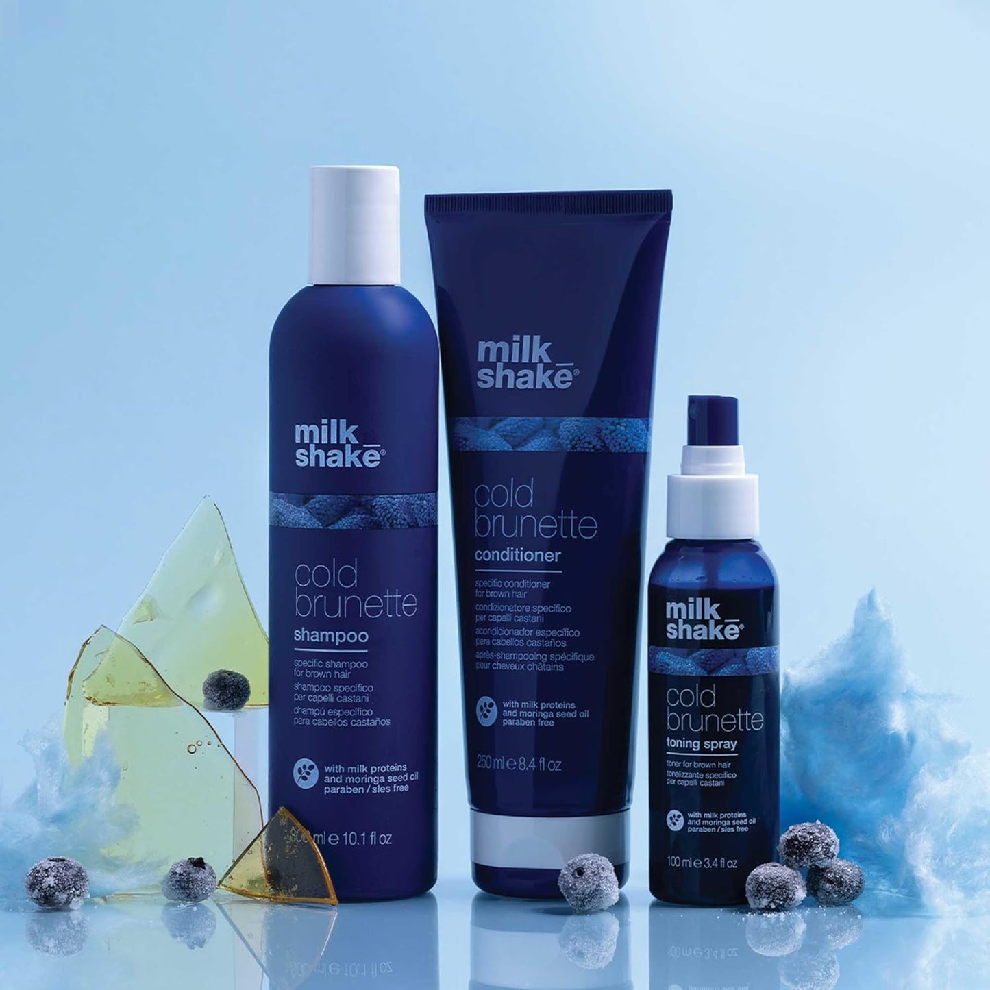 Cold Brunette Shampoo - Toning Shampoo with Blue Pigment to Neutralize Orange & Red Tones | SLS/SLES-Free, Strengthens Hair