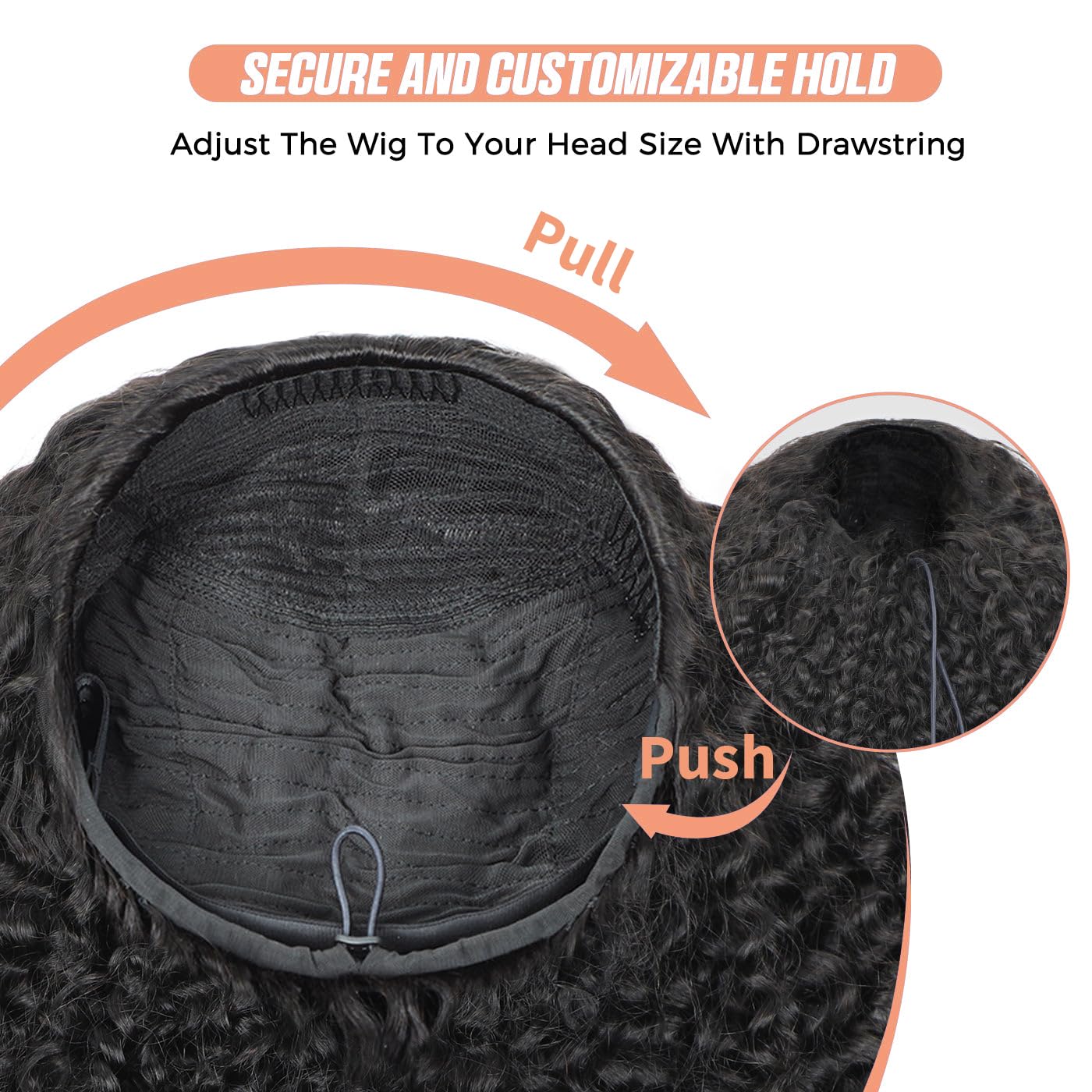 Afro Kinky Curly Half Wig - 18 Inch Glueless Drawstring Band | Seamless Flip Over for Easy Wear