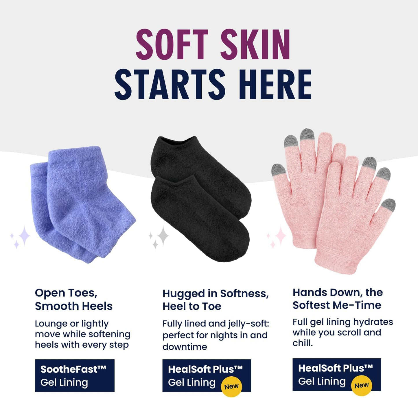 Moisturizing Gel Socks for Men & Women - Dry Feet & Cracked Heel Treatment | Full Foot Gel Lining with Mango Butter, Shea Butter, Jojoba & Coconut Oil (Large - Obsidian Oasis)