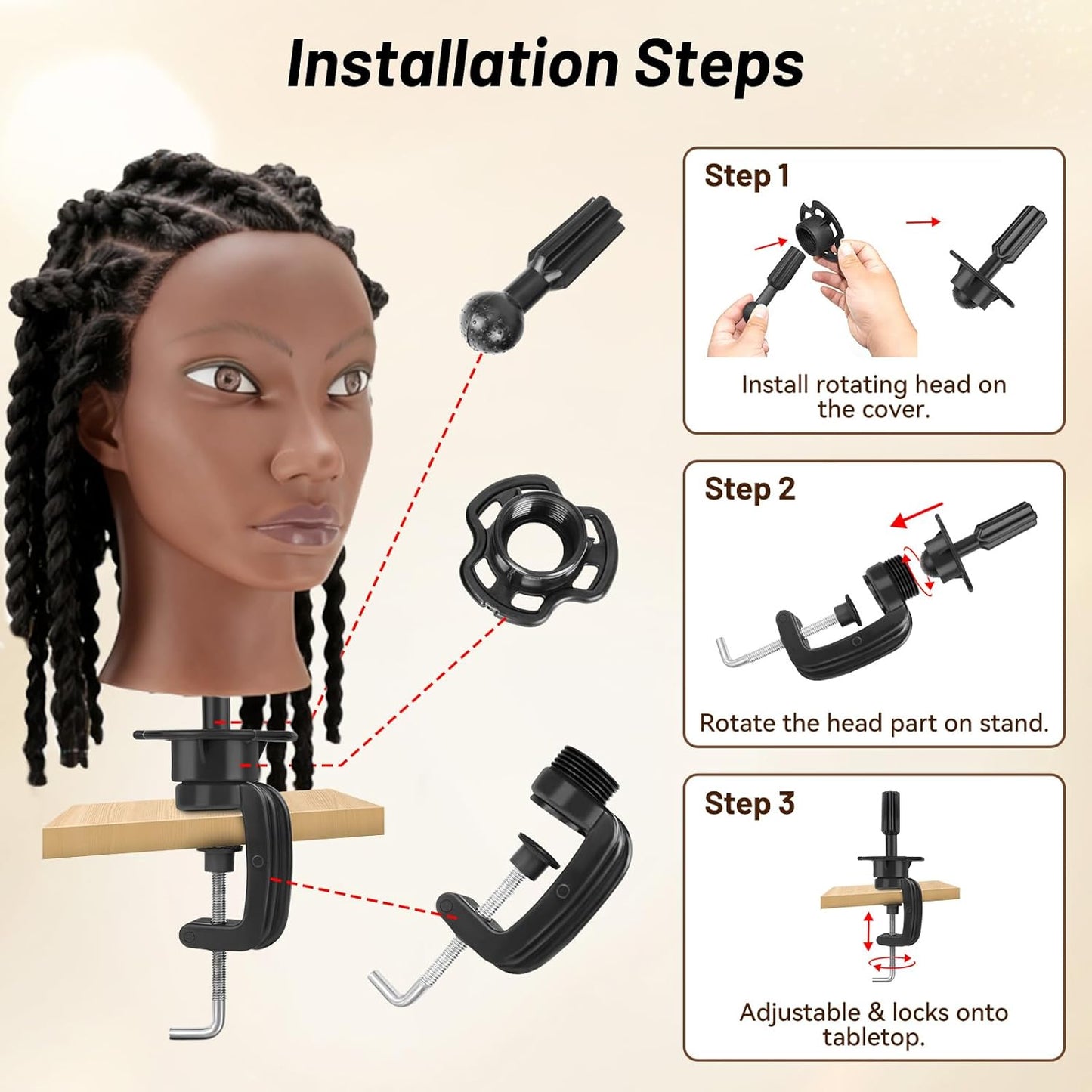 Afro Mannequin Head - 20” Human Hair Cosmetology Doll with Tripod Stand | Ideal for Hairdresser Practice & Braiding
