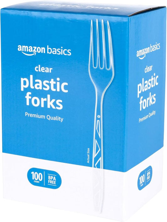 Disposable Clear Plastic Forks - Premium Quality, BPA-Free | 100 Count for Parties & Everyday Use