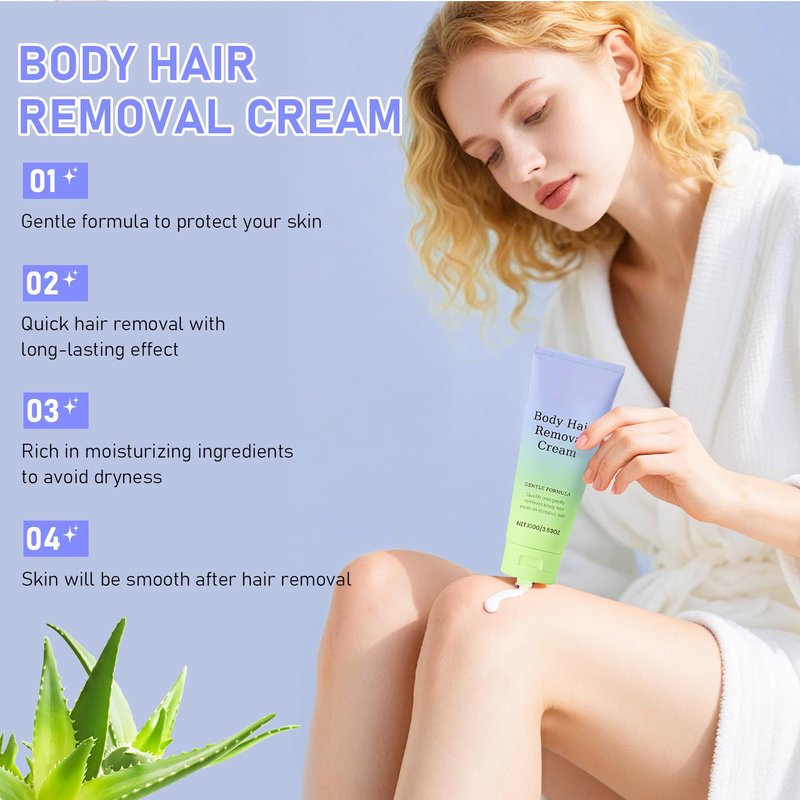 Body Hair Removal Cream with Spatula Applicator, Hair Removal Cream For Sensitive Skin, Gentle Formula, for All Skin