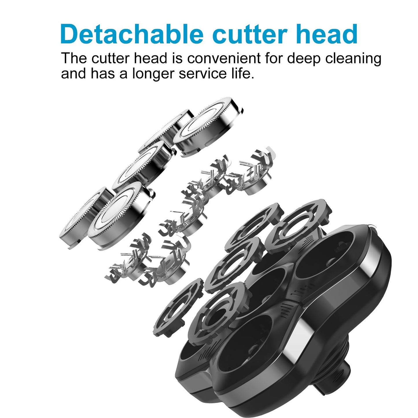 VSTSERIES Professional Bald Head Shaver,Electric Razor for Balder Man,Male Grooming Shaving Head and Face,Wet Dry Stubble Beard Trimmer,5D Float Close Shave Larger Detachable Head for Heavy Bold Hair